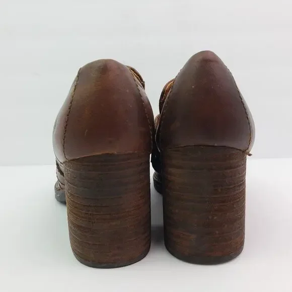 Born Deena Womens Size 8.5 Brown Leather Slip On 3" Heel Formal Booties Shoes - Picture 7 of 13